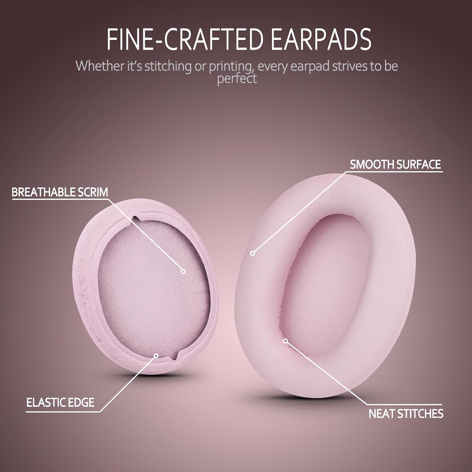 Krone Kalpasmos Replacement Earpads for Sony WH-CH720N Headphones, Sony Ear Cushion Compatible with Sony WH CH720N, Sony WH-CH720N(CH720N) Ear Pads with Protein Leather Memory Foam, Pink image 2