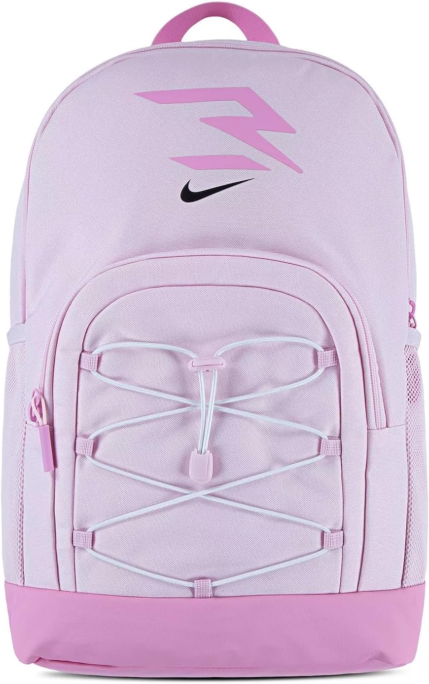 Nike 3BRAND Kids Blitz Bungee Backpack for School, Black/White