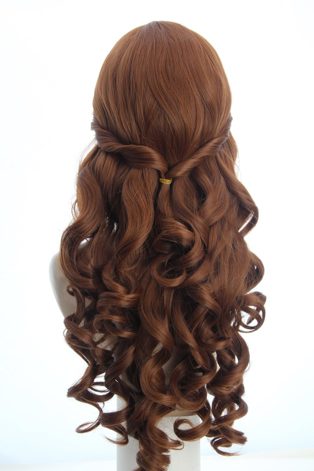 Topcosplay Womens Wigs Long Curly Brown Halloween Costume Party Cosplay Wig Wave with Ponytail - Image 5