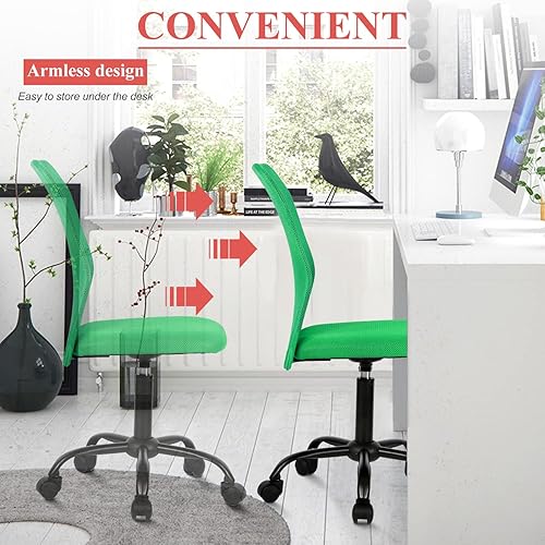 Miniatura 6 de Silla de oficina de malla con respaldo medio, silla ergonómica para computadora, silla de trabajo de altura ajustable, moderna silla giratoria sin