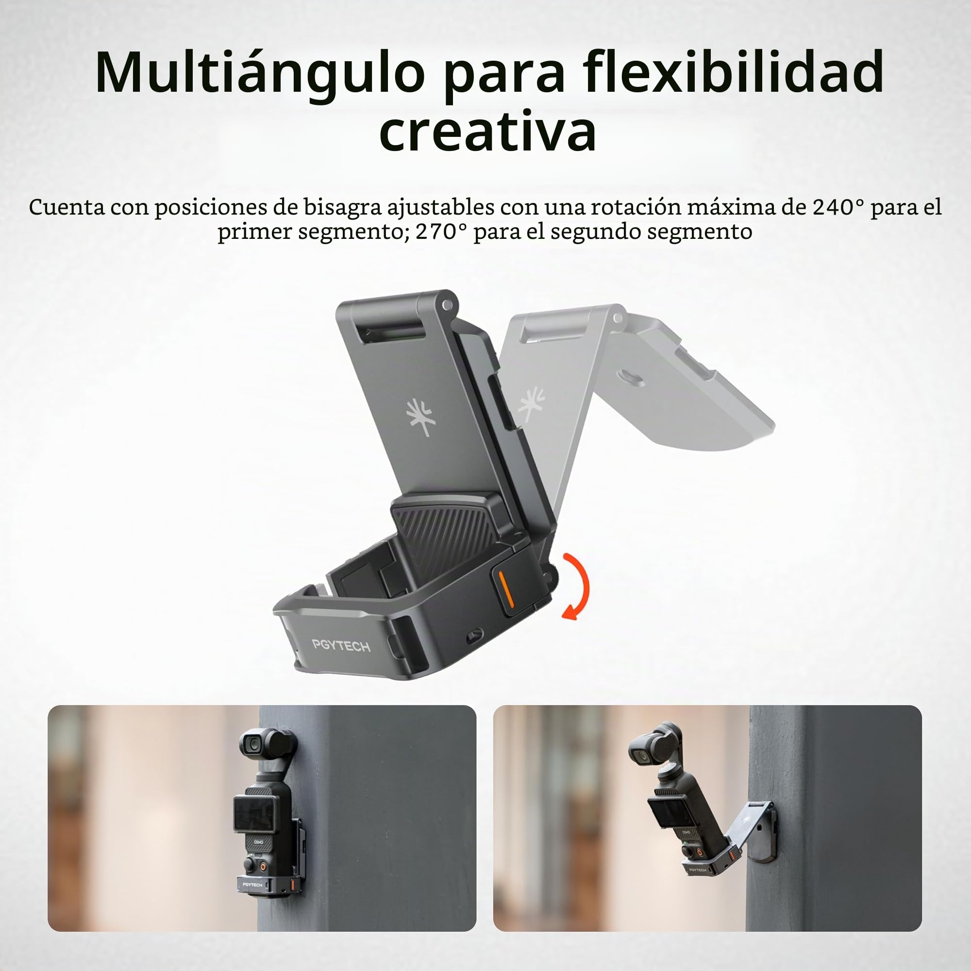 PGYTECH Expansion Adapter Magnética para dji Osmo Pocket 4/3, Soporte Plegable con Arca-Swiss y Zapata Fría, Rig de Vlogging 40N, Accesorio Jaula Ligera de Protección