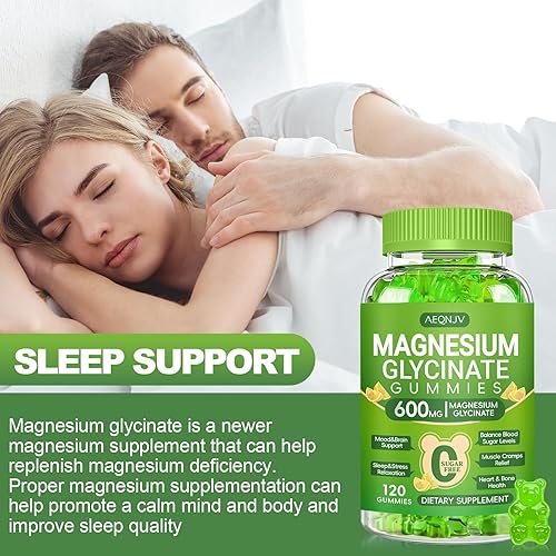 Miniatura 34 de Gomitas de glicinato de magnesio de 600 mg, gomitas de magnesio sin azúcar para adultos con L-treonato de magnesio, suplementos masticables