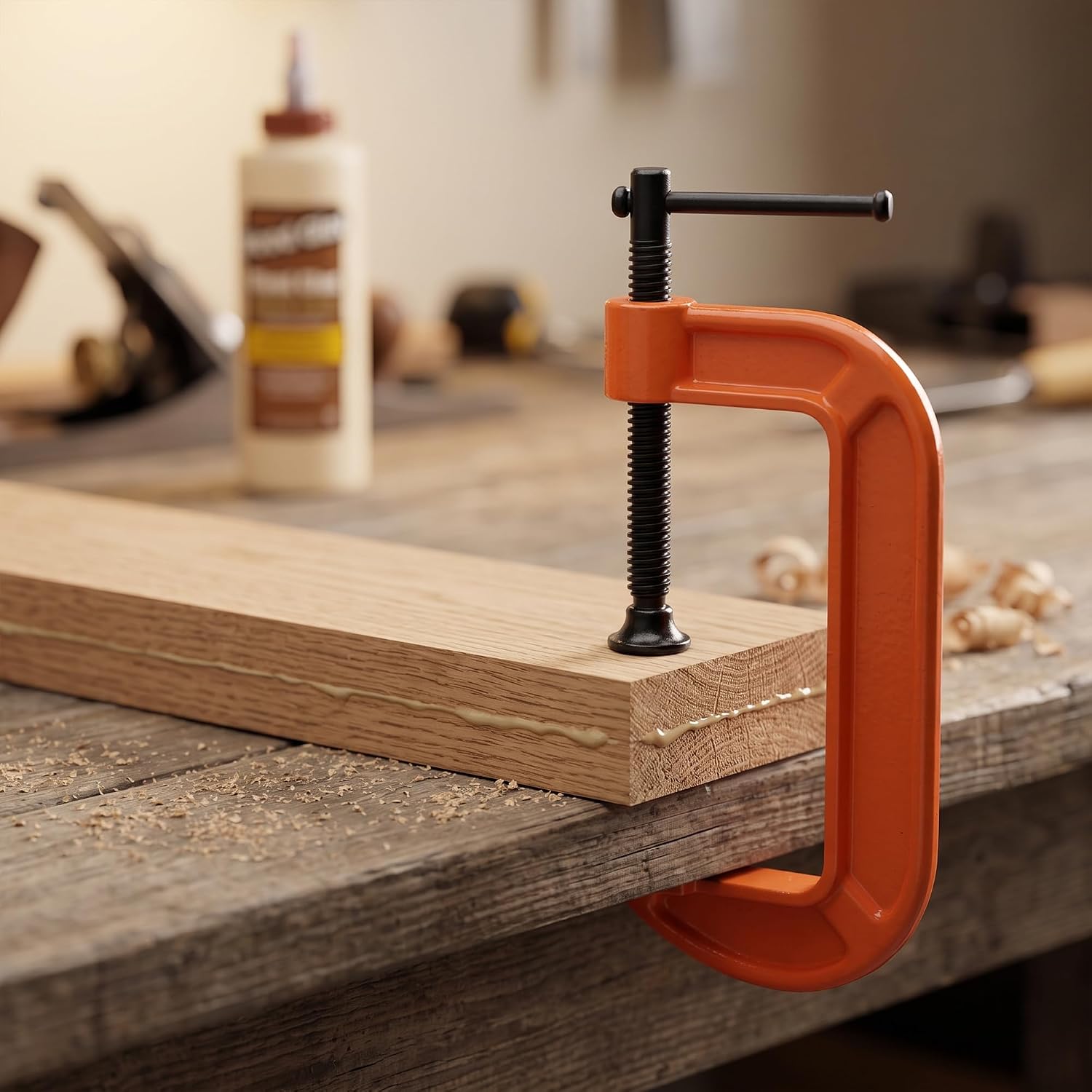 4 Set 6 Inch C Clamp Set, Orange Malleable Iron C-Clamps with 6" Jaw Opening and 3" Throat Depth, Heavy Duty C-clamps for Woodworking Welding Building Fastening Parts Assembly