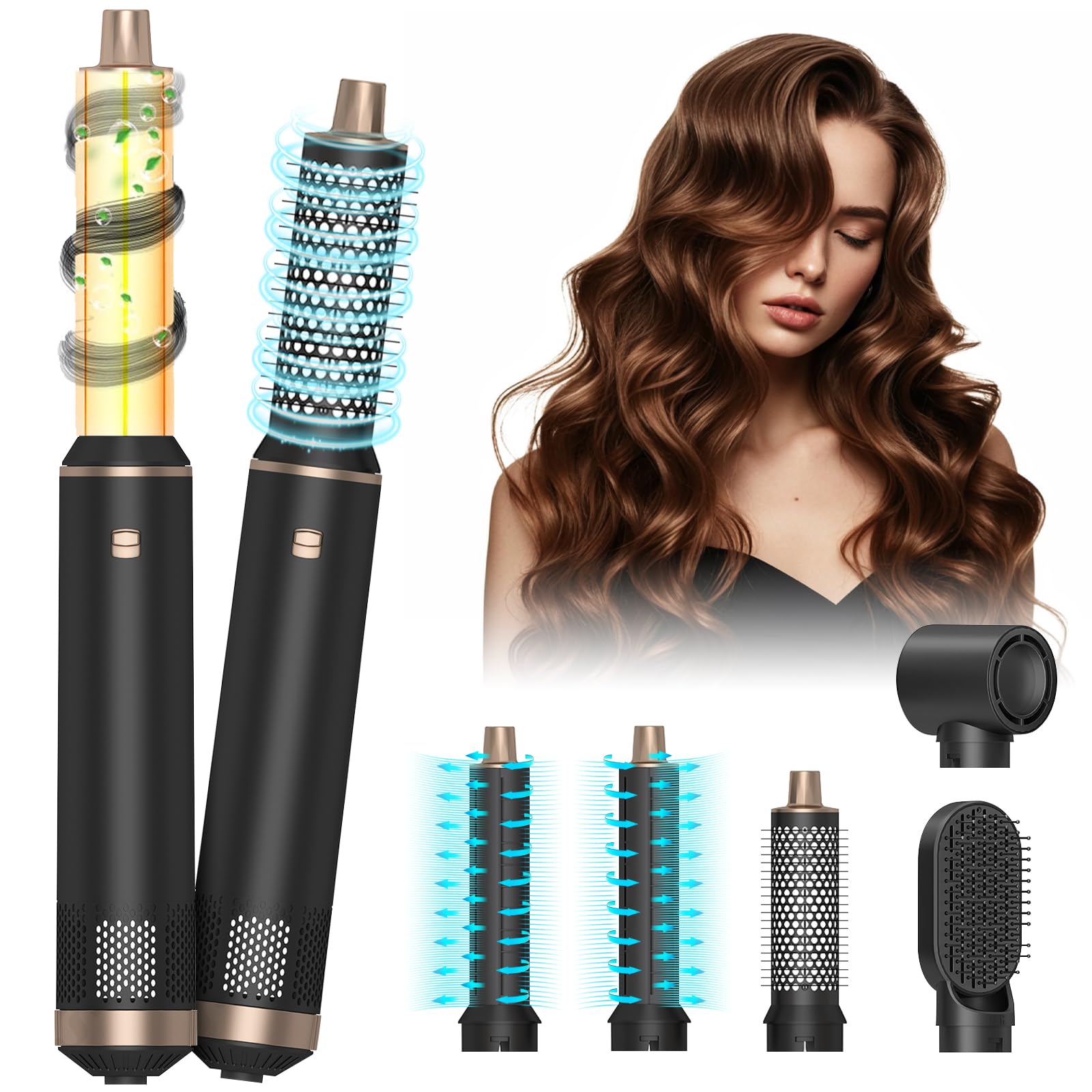Photo 1 of HyAdierTech Blow Dryer Brush 5 in 1, Negative Ion Hot Air Brush, Detachable Air Curling & Straightening Styler, Hair Styling Tools for Drying, Curling, Volumizing Straightening –for All Hair Types