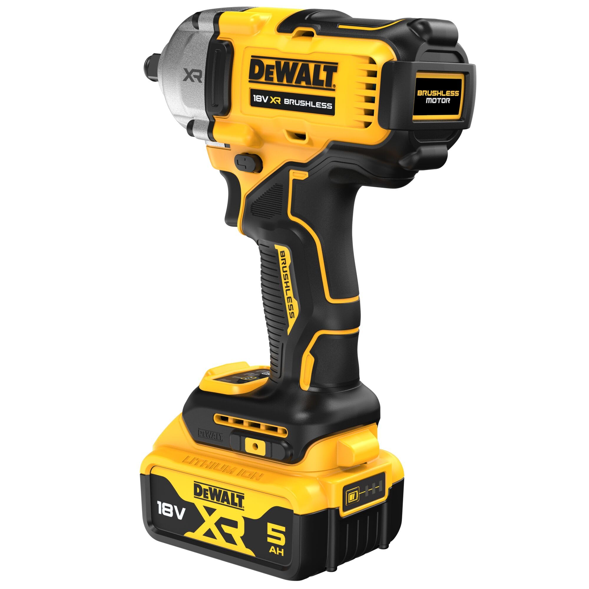 DEWALT Avvitatore a impulsi di fascia media 18V XR Brusless con 2 pacchi batteria XR 18V 5.0Ah e caricabatterie multitensione, DCF891P2T-QW