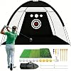 Golf practice net 10x7 feet, suitable for garden, indoor and outdoor backyard practice hitting net, with 10 practice balls, three-turf hitting mat, multi-target training auxiliary net accessories