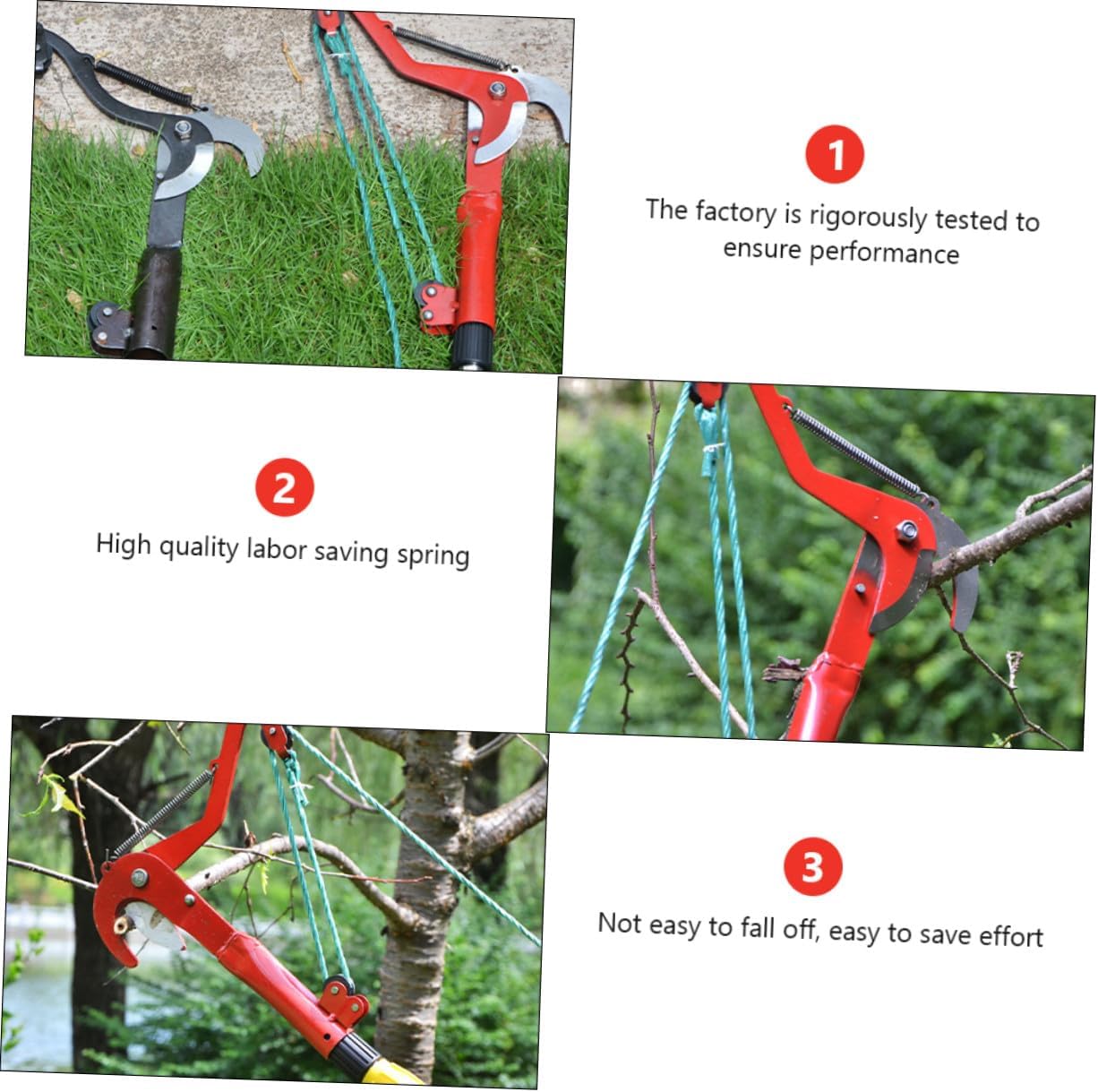 Extendable Tree Pruner with Rope, Fruit Picker Harvester Clipper, Labor-saving Garden Trimming Tool for High Branches and Citrus Tree Pruning