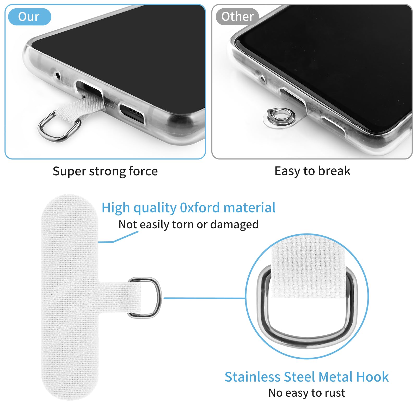 AK 4 Stück Handykette Universalpads, Aushärtung Tuch Telefon Lanyard Patch, Ultradünn Langlebig, Universeller Handyketten Patch, für Allen Gängigen Handyhüllen