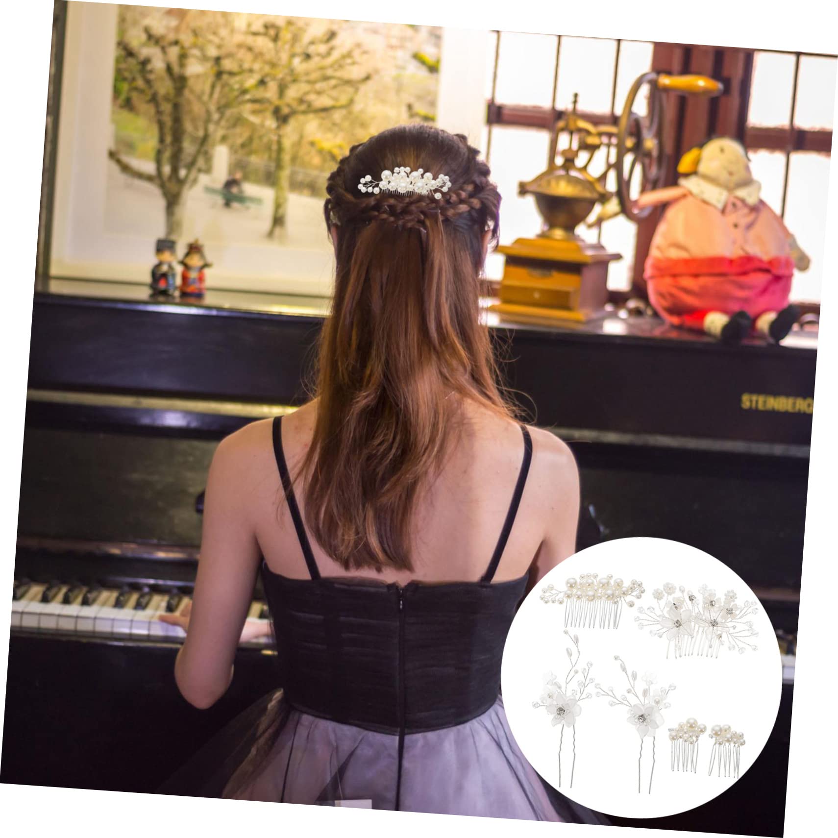 Healeved Stk Braut Hochzeit Tiara Haarkamm Hochzeit Brautjungfer Haarspange Hochzeit Haarspange Perle Haarnadel Haarschmuck Für Die Braut Kopfschmuck Für Die Braut Brauthaar Acryl