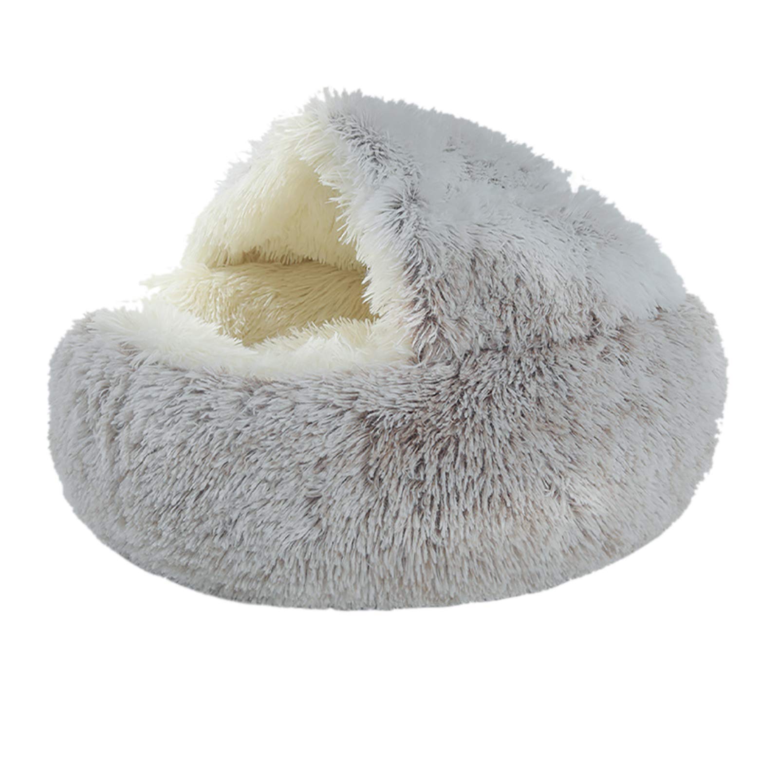 Lit de chat en peluche pliable et sac de couchage hiver chaud gris L 50CM