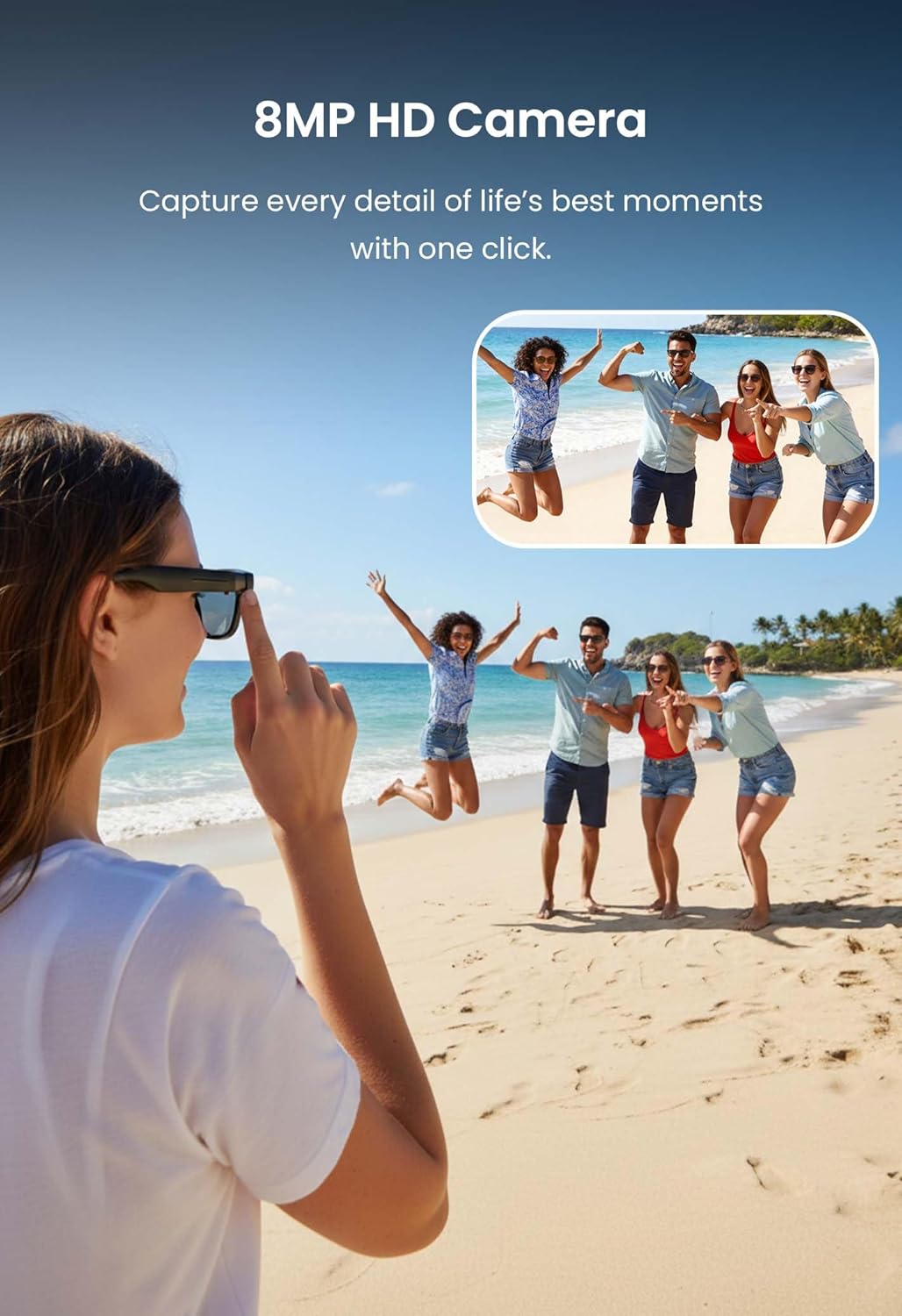 DPVR AI Smart Glasses with Camera and Audio – 8MP HD Camera Glasses for Men & Women, Photo & Video Recording Glasses, Bluetooth Sunglasses, Real Time Translation, Voice Assistant for Life & Work Vlog