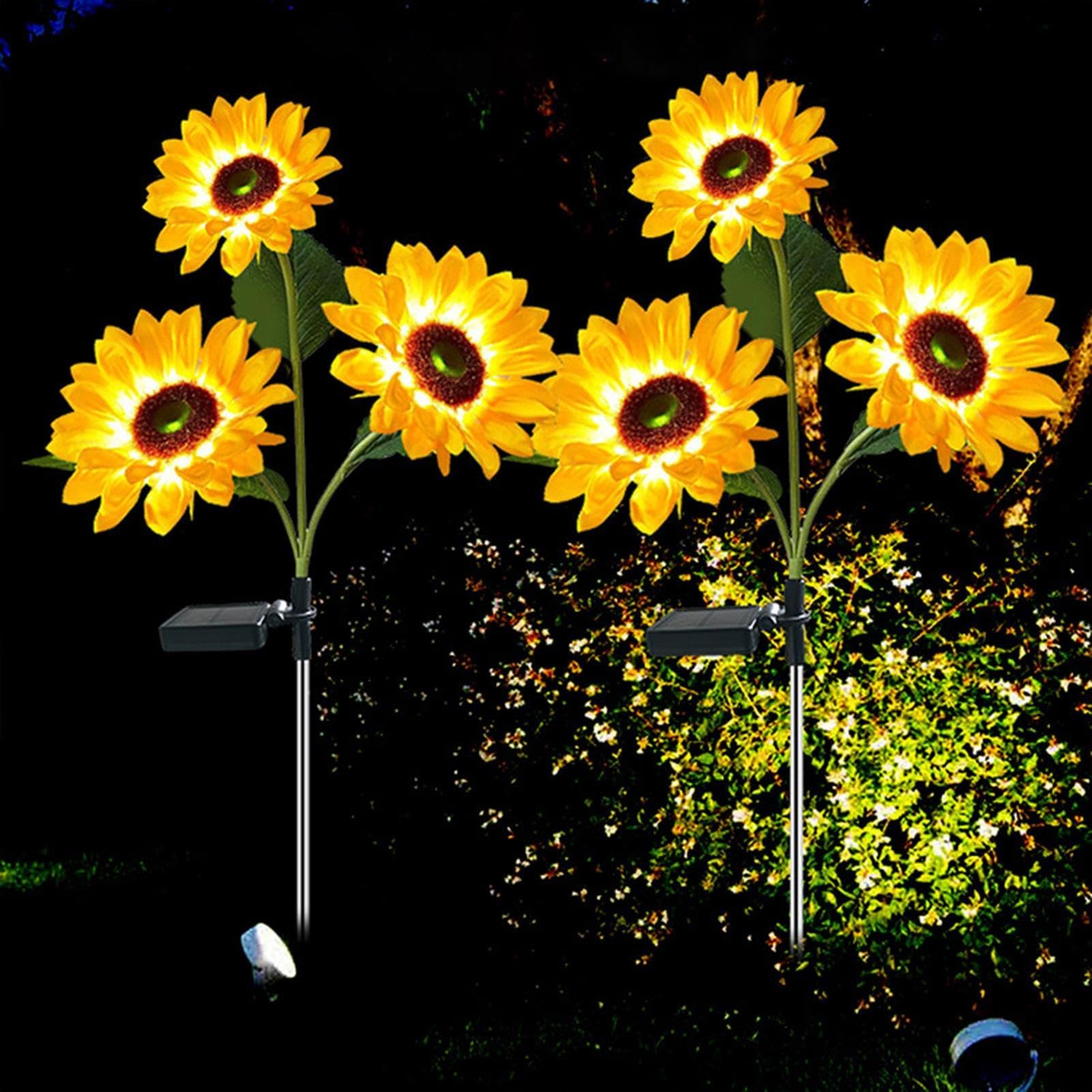 Lampada solare a forma di girasole, impermeabile, per esterni, per giardino, cortile, patio, vialetto, vialetto, prato, aiuole, alberi, portico