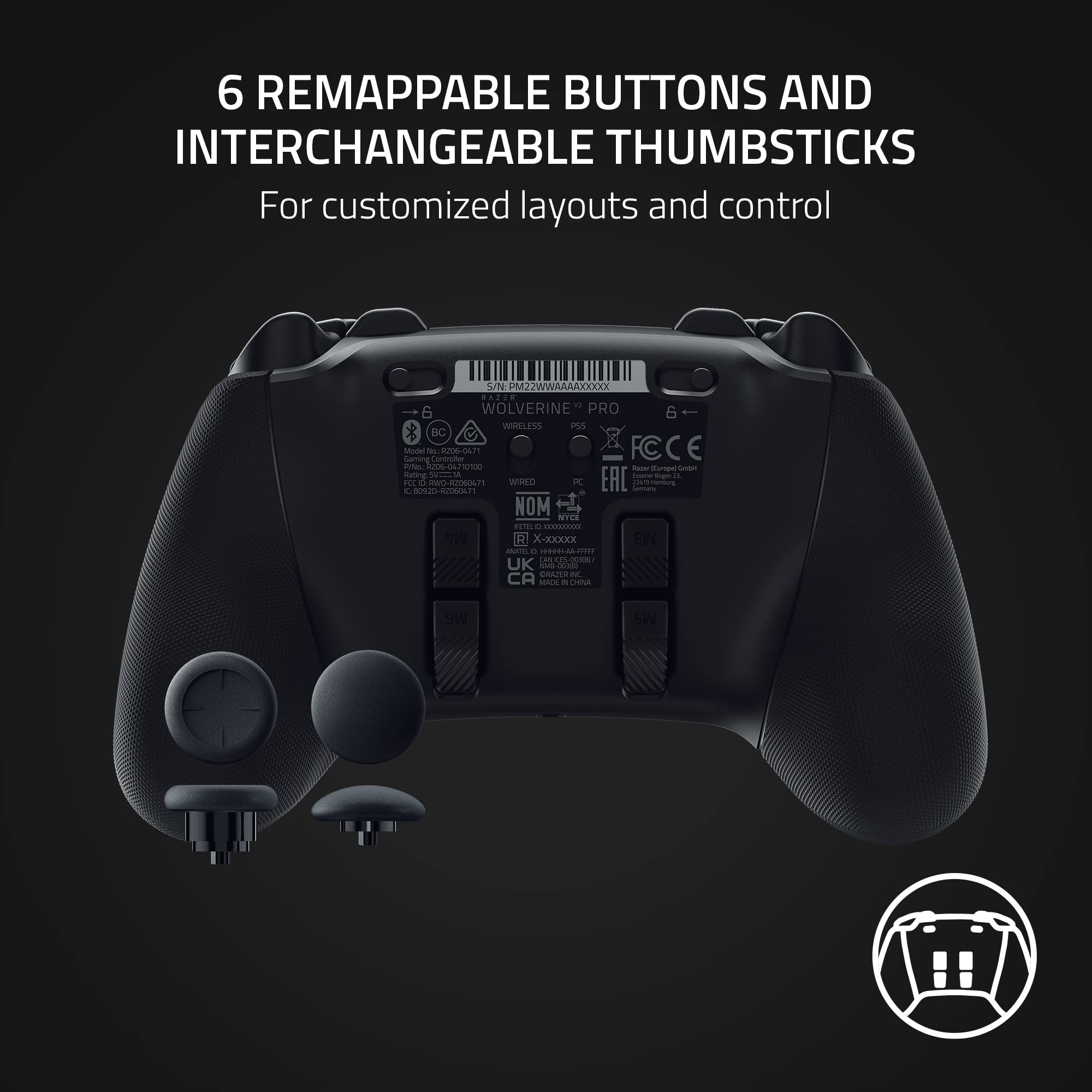 Manette sans fil Bluetooth Razer Wolverine V2 Pro pour PS5 Noir