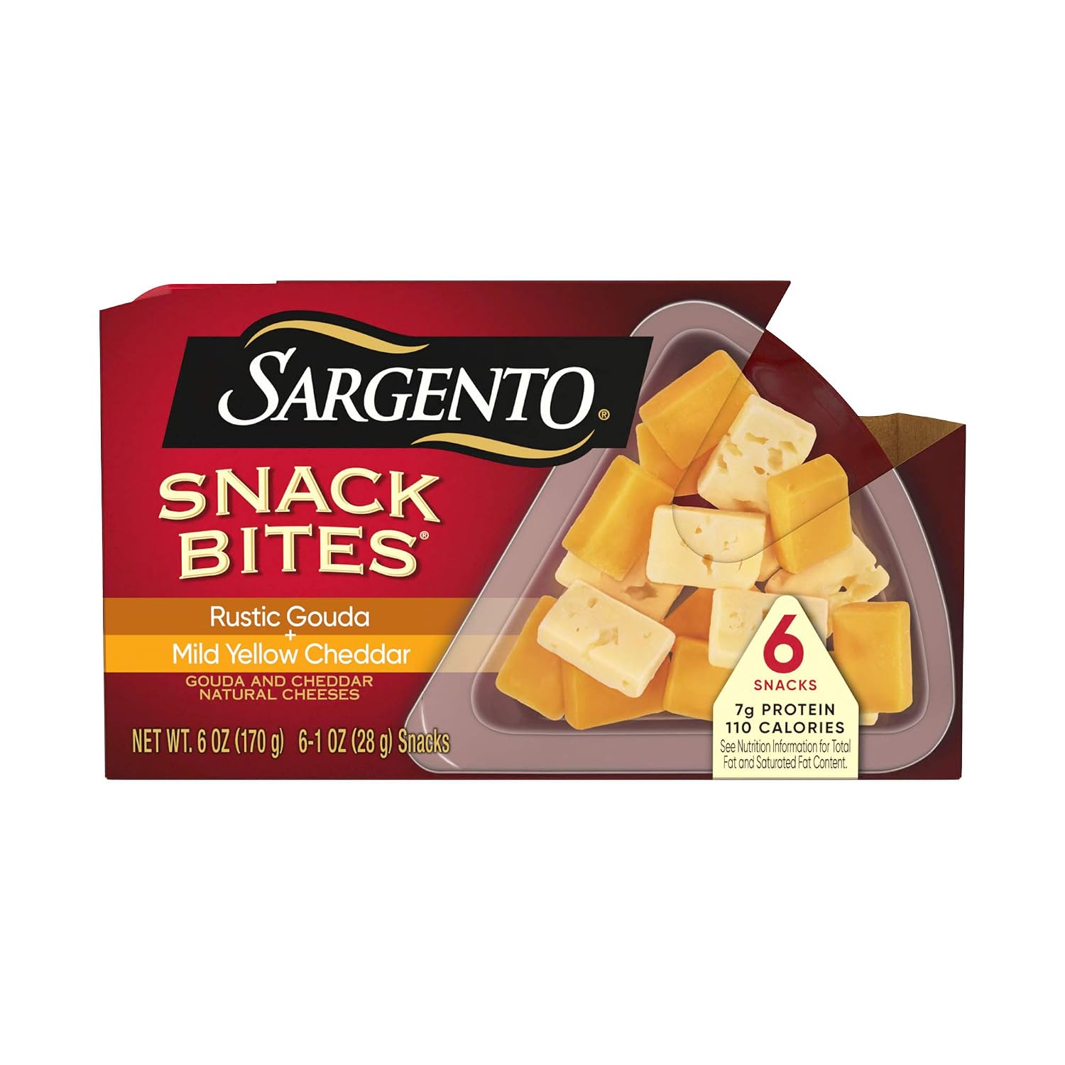 Sargento Snack Bites Rustic Gouda + Mild Yellow Cheddar Natural Cheeses, 6-Count
