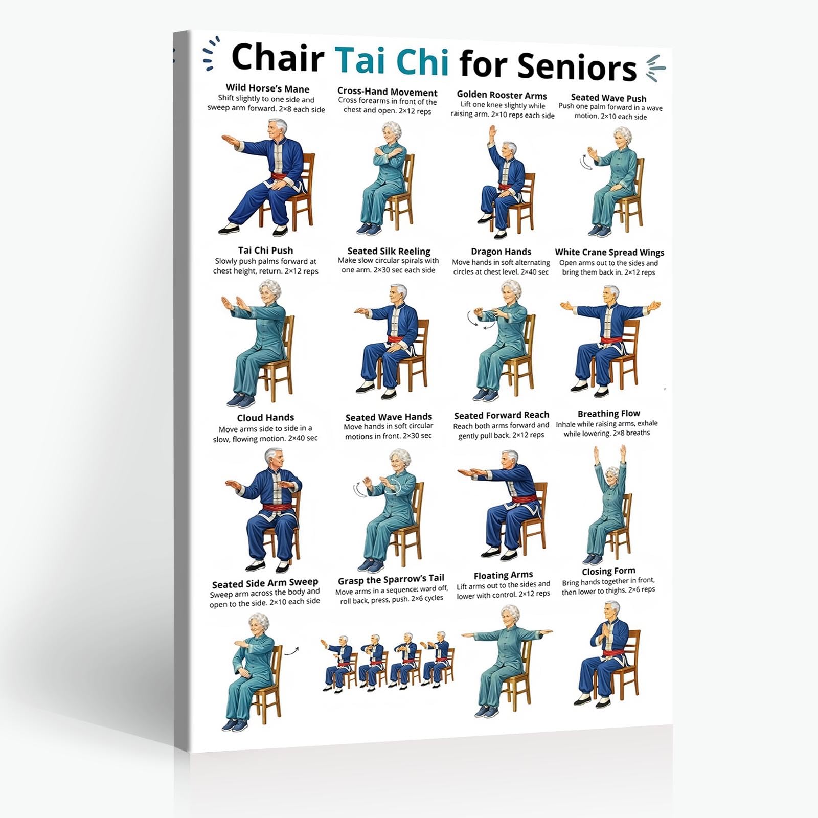 Tai Chi Walking Workout for Women Poster Balance & Mindful Movement Exercise Chart(8x12inchs，Unframed) — view 15