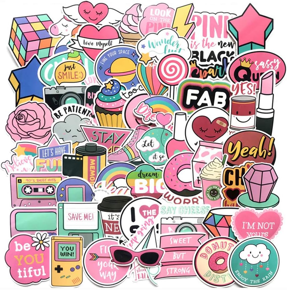 Cute Girl Stickers Laptop Cartoon Water Bottle Skateboard Motorcycle Phone Bicycle Luggage Guitar Bike Sticker Decal 60pcs