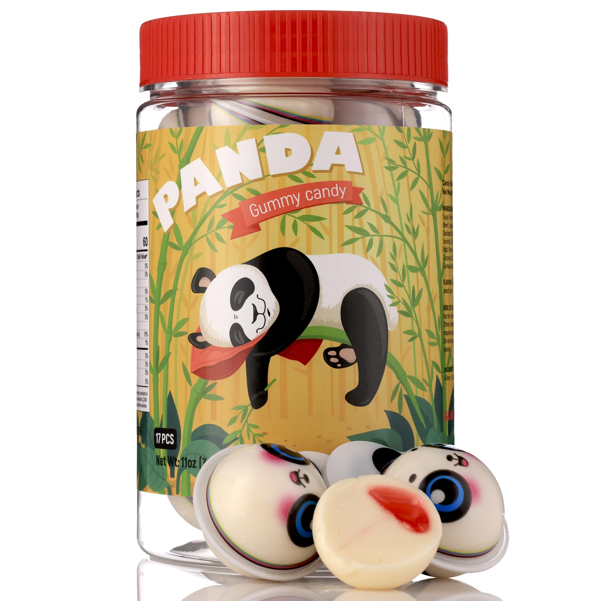 Gummy Candy for Kids, Individually Wrapped Candy, Lychee Gummies Filled with Real Peach Jelly, 17 Pieces per Jar, Cute Panda Design Candies, Large & Chewy Texture for Unique Candy Experience - Easter Egg Candy