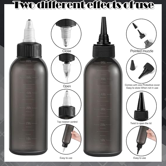 Root Comb Applicator Bottle Hair Oil Applicator for Dye and Scalp, Black
