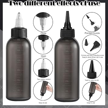 Root Comb Applicator Bottle Hair Oil Applicator for Dye and Scalp, Black