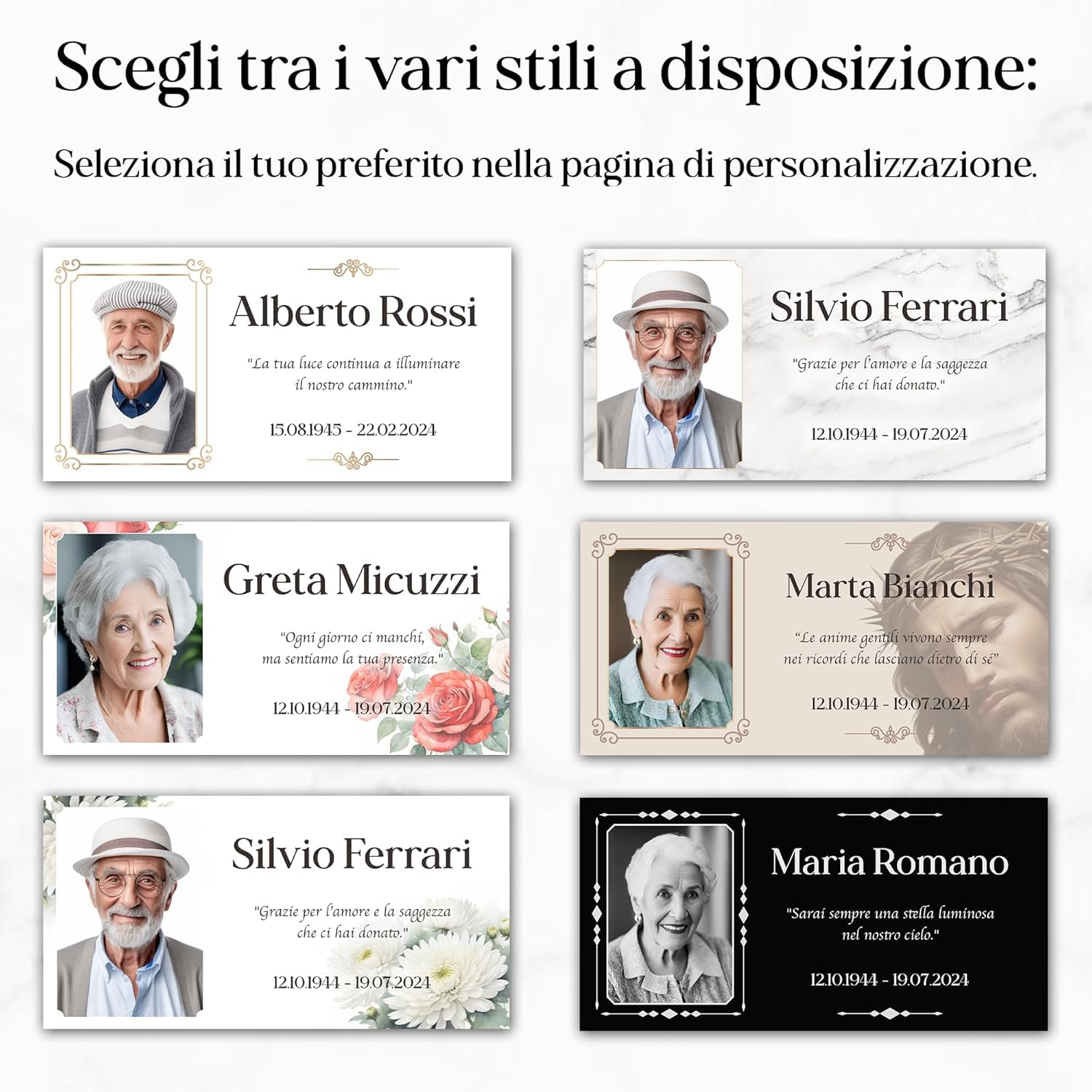 Albalù Targa Commemorativa Personalizzata Gres Porcellanato Effetto Marmo 20x40 cm – Lapide Personalizzata con Foto Nome Date e Dedica – Fotoceramica per Lapide Cimitero Resistente Esterni (Grande)