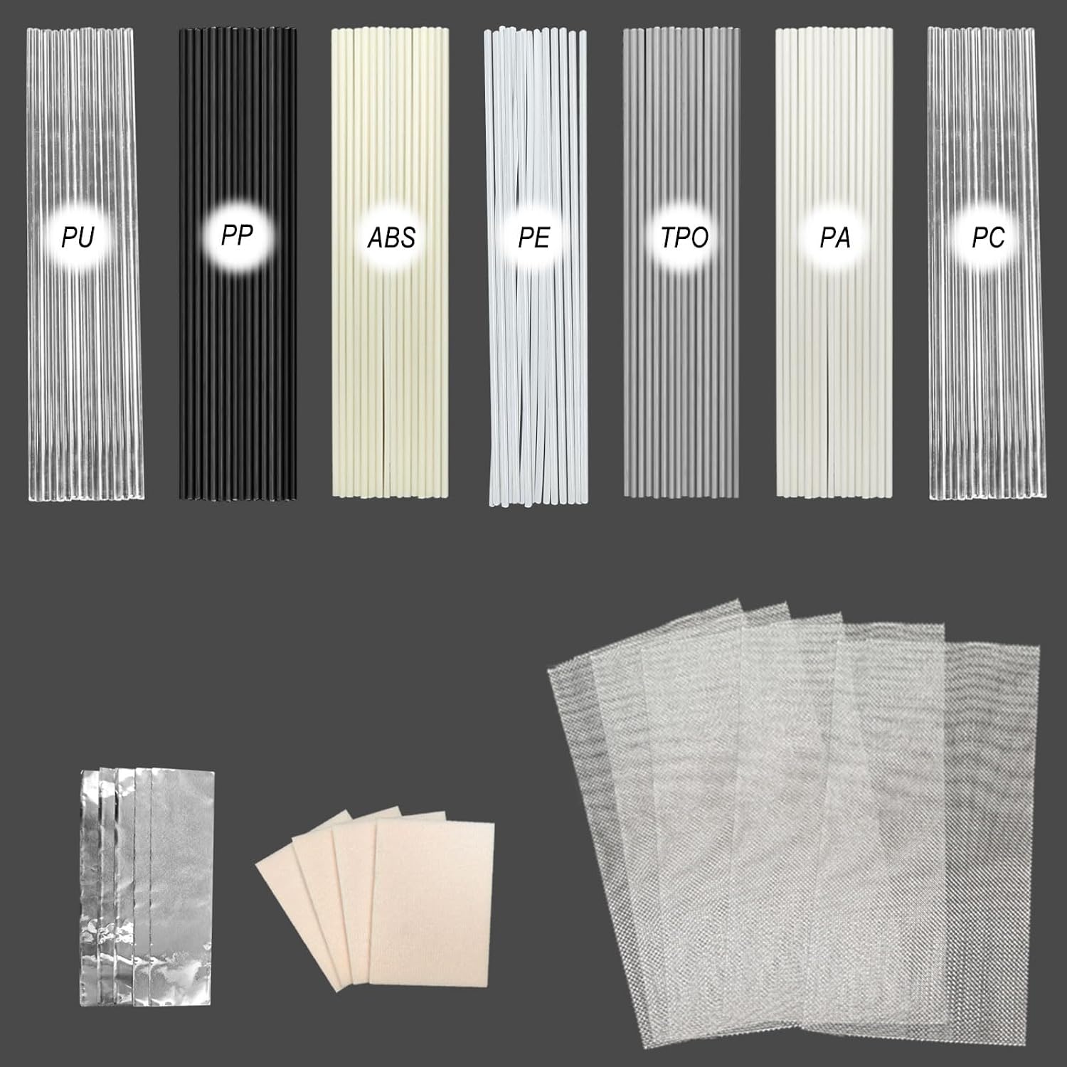 Kit de 112 varillas para soldar plástico 7 materiales