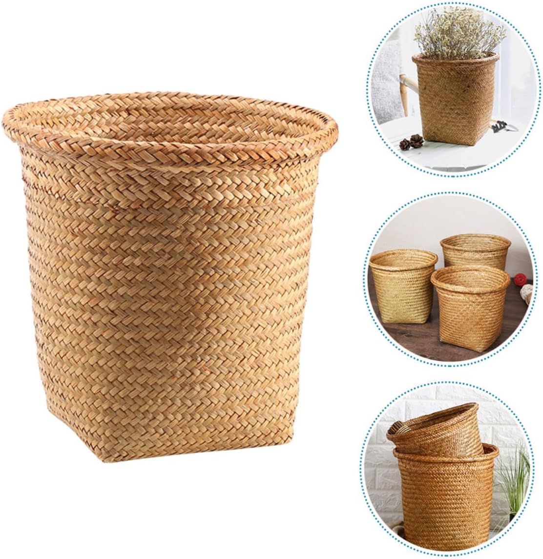 SUPVOX Flower Pot Cover Storage Basket Woven Trash Can Decorative Laundry Baskets