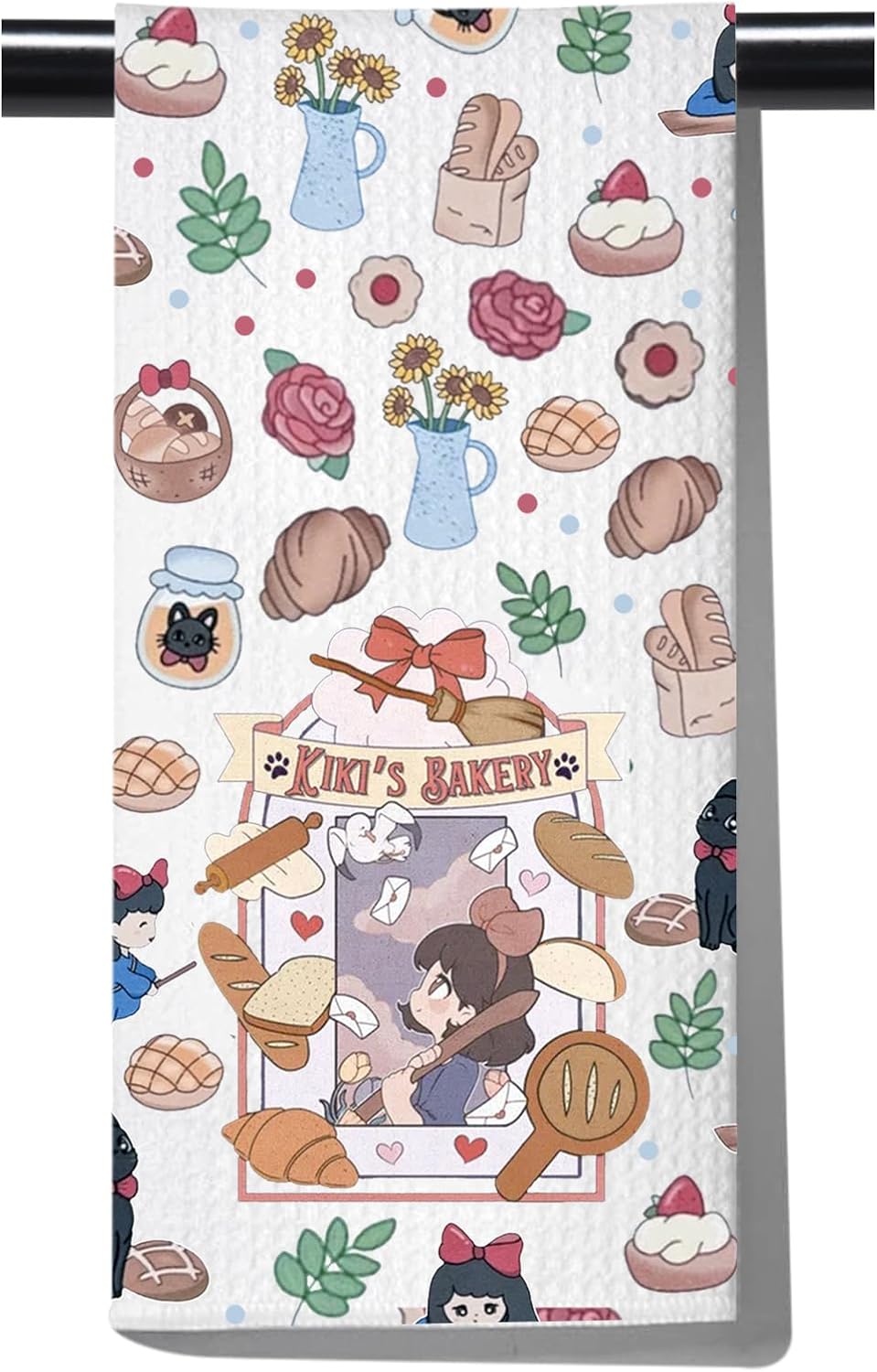 POFULL Anime Fans Gift Fantasy Adventure Animated Movie Gift Baking Lover Baker Towel Kiki’s Bakery Kitchen Towel (KI'S Bakery Towel)