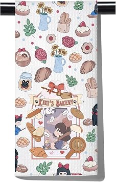 POFULL Anime Fans Gift Fantasy Adventure Animated Movie Gift Baking Lover Baker Towel Kikis Bakery Kitchen Towel KIS Bakery Towel
