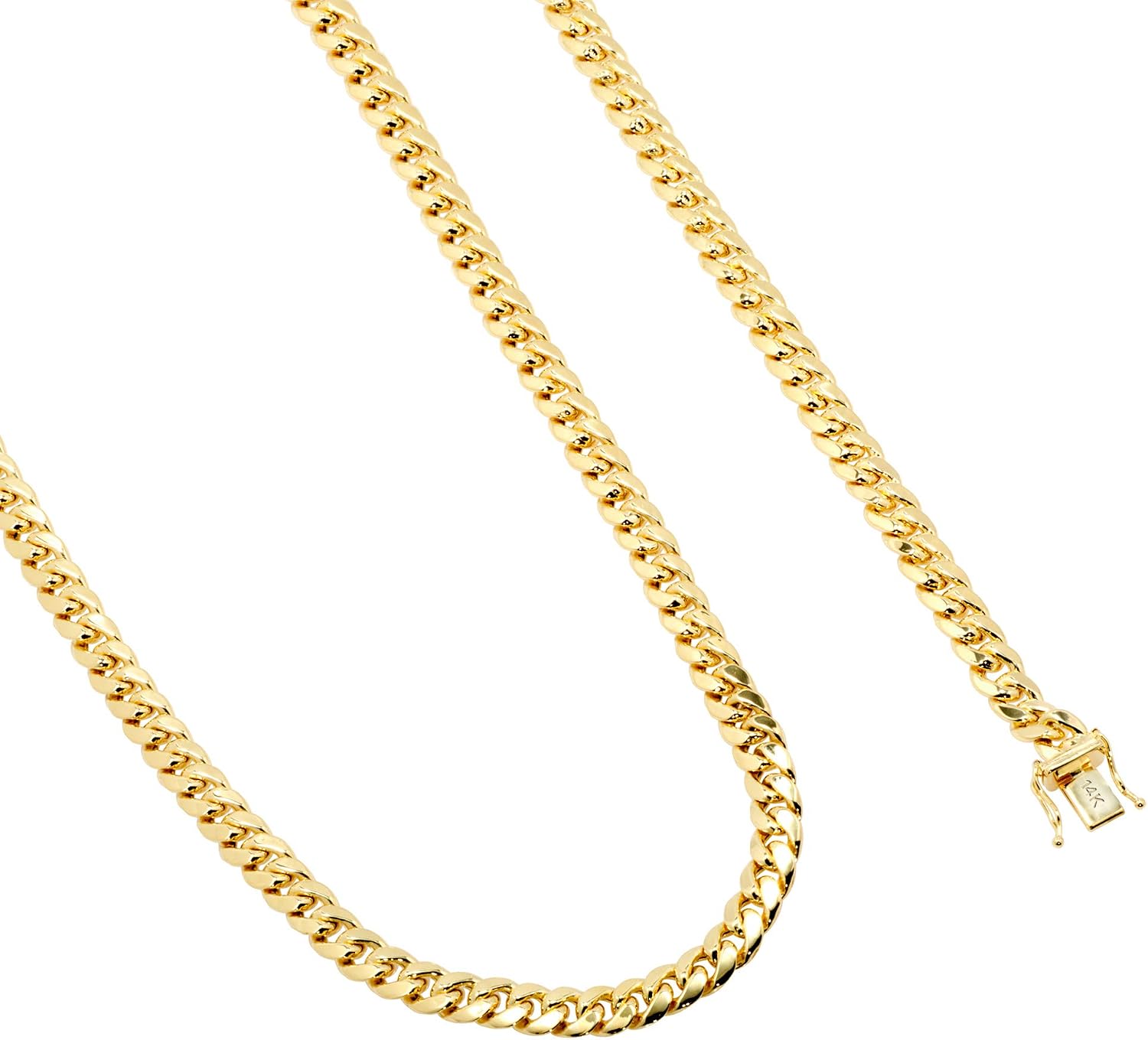 Nuragold 14k Real Yellow Gold Miami Cuban Link 6.5mm Chain Necklace (16"-30") Italian Jewelry for Men & Women