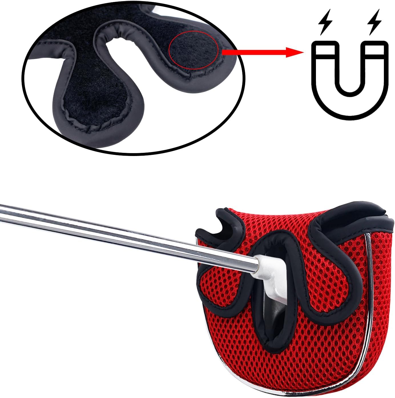 Andux Mesh Golf Putter Head Covers for Low Center Shaft Putter MT/TG22, Semicircle