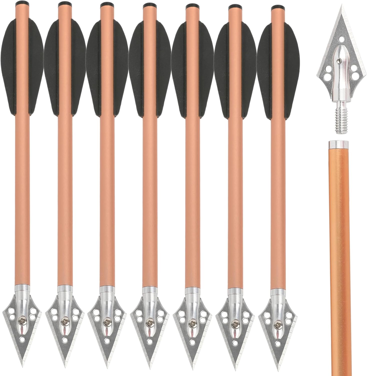 ZSHJGJR 6.3" Mini Crossbow Bolts Aluminium Crossbow Arrows Hunting Arrows Replaceable Arrow Tips with Sharp Blades for Field Hunting Target Practice Outdoor Small Hunting Game