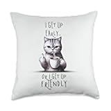 Funny Cat Drinking Coffee Design Humorous Statement Throw Pillow