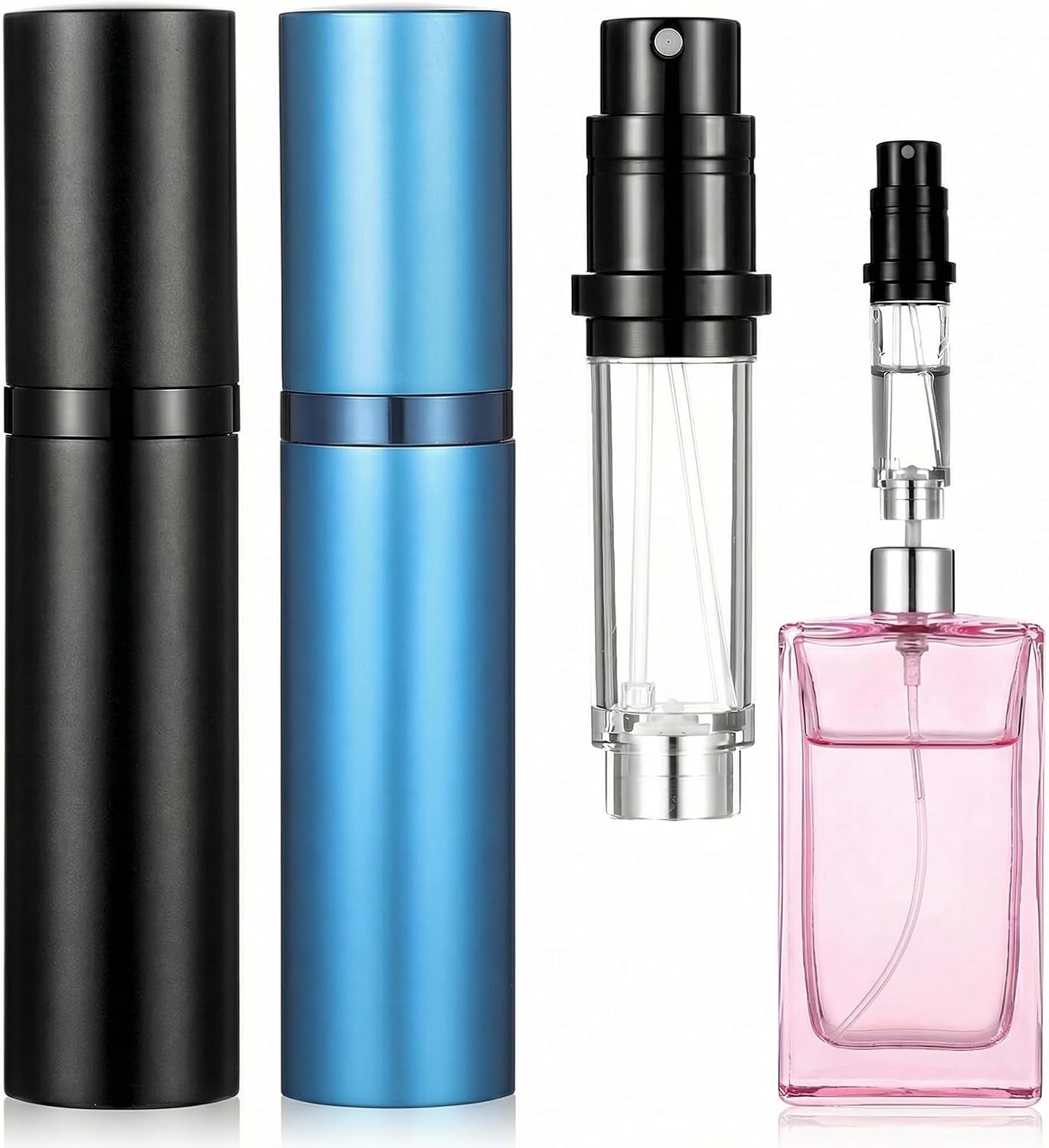 2 Pcs Mini Refillable Perfume Atomizer, Mini Portable Spray Bottles 5ml Leakproof Empty Cologne Dispenser Travel Perfume Refillable Bottle Portable Cologne Dispenser PerfumeSpray Bottle