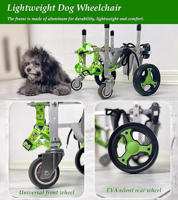 Silla de ruedas para perros con 4 ruedas ajustable para perros discapacitados y mayores, soporte para movilidad de patas delanteras y traseras, tamaño XXXSmall miniatura 7