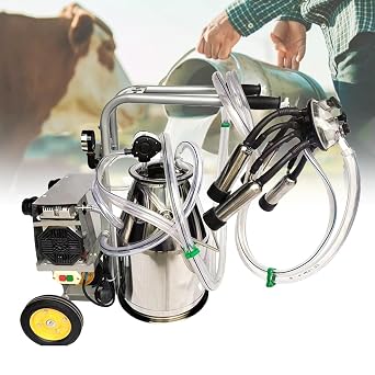 Electric Milking Machine 25L, Electric Cow Milking Machine, with 25L Stainless Steel Bucket, Silicone Cups and Tubes, Adjustable Pressure220V