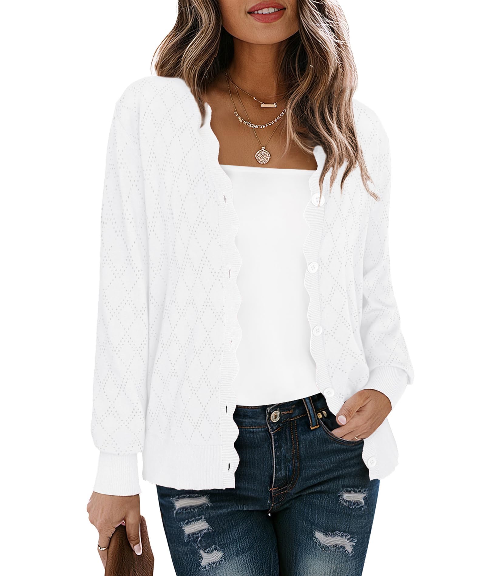 Women's Button Down Cardigan Long Sleeve Short Sleeve Casual V-Neck Knit Lightweight Cardigans Sweater-image-15