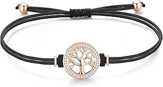 Arbre de Vie Bracelet Argent 925 Femme Enfant, Bracelet Maman Mere Fille, Bracelet Porte Bonheur Femme, Idee Cadeau Anniversaire Femme Fete des Meres avec Boite Cadeau, Réglable 14+ 9cm