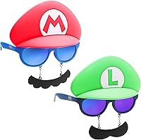 Vista 42 de Sun-Staches Gafas de sol oficiales de Super Mario Mario Luigi Peach Bowser Yoshi Wario o Waluigi accesorio de disfraz Se adapta a la mayoría