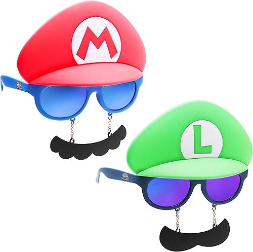 Miniatura 42 de Sun-Staches Gafas de sol oficiales de Super Mario Mario Luigi Peach Bowser Yoshi Wario o Waluigi accesorio de disfraz Se adapta a la mayoría