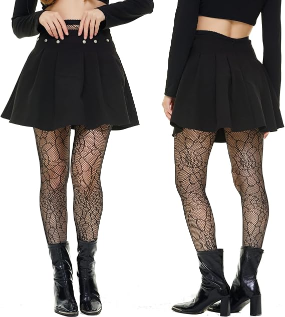 Fishnet Stockings Lace Patterned Tights High Waist Pantyhose Fishnets for Women