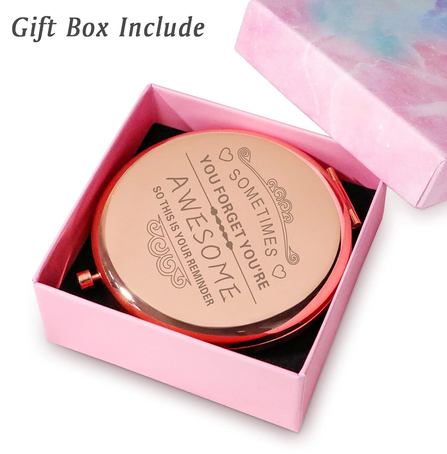 Inspirational Gifts for Women Girls, Graduation Gift for Her Friends Sister Daughter, Personalized Compact Mirror for Birthday, Mothers Day Basket Stuffers