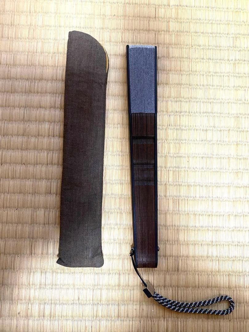 米沢織扇子 男性用 差し袋付 京組紐ストラップ