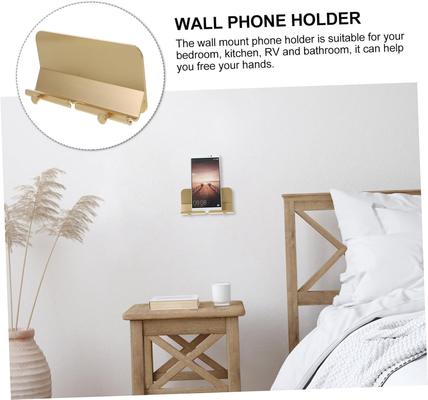 Angoily Phone Stand Wall Mount Phone Holder for Bedroom Kitchen Rv Bathroom Hands Gold