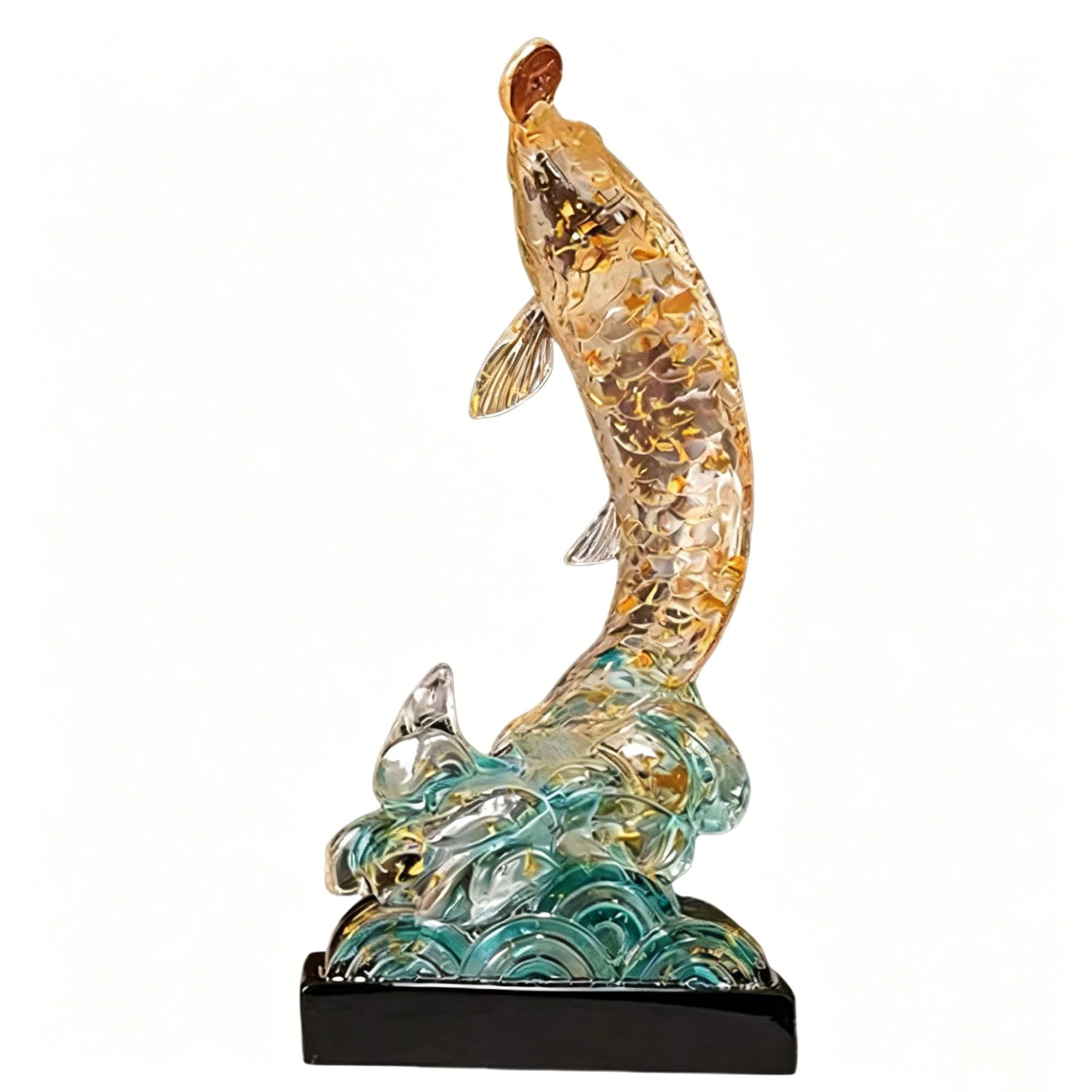 Figurine Carpe Koi Feng Shui en résine miniature pour décoration d'intérieur