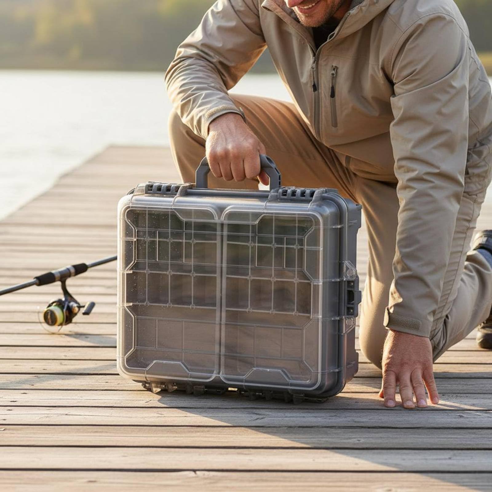 predolo Custodia Impermeabile da Pesca Scatola Porta Esche Ami E Piccoli Accessori con Divisori Mobili Struttura Sigillata Coperchio a Scatto in Solido Adatta, Blu