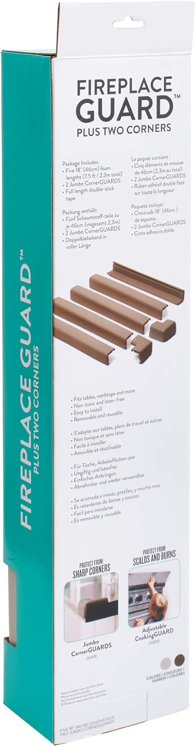 Prince Lionheart Fireplace Guard with Two Corner Protectors, Soften Edges with These Corner Protectors, Baby Head Protector, Table Corner Protectors for Baby Safety - Grey/Beige