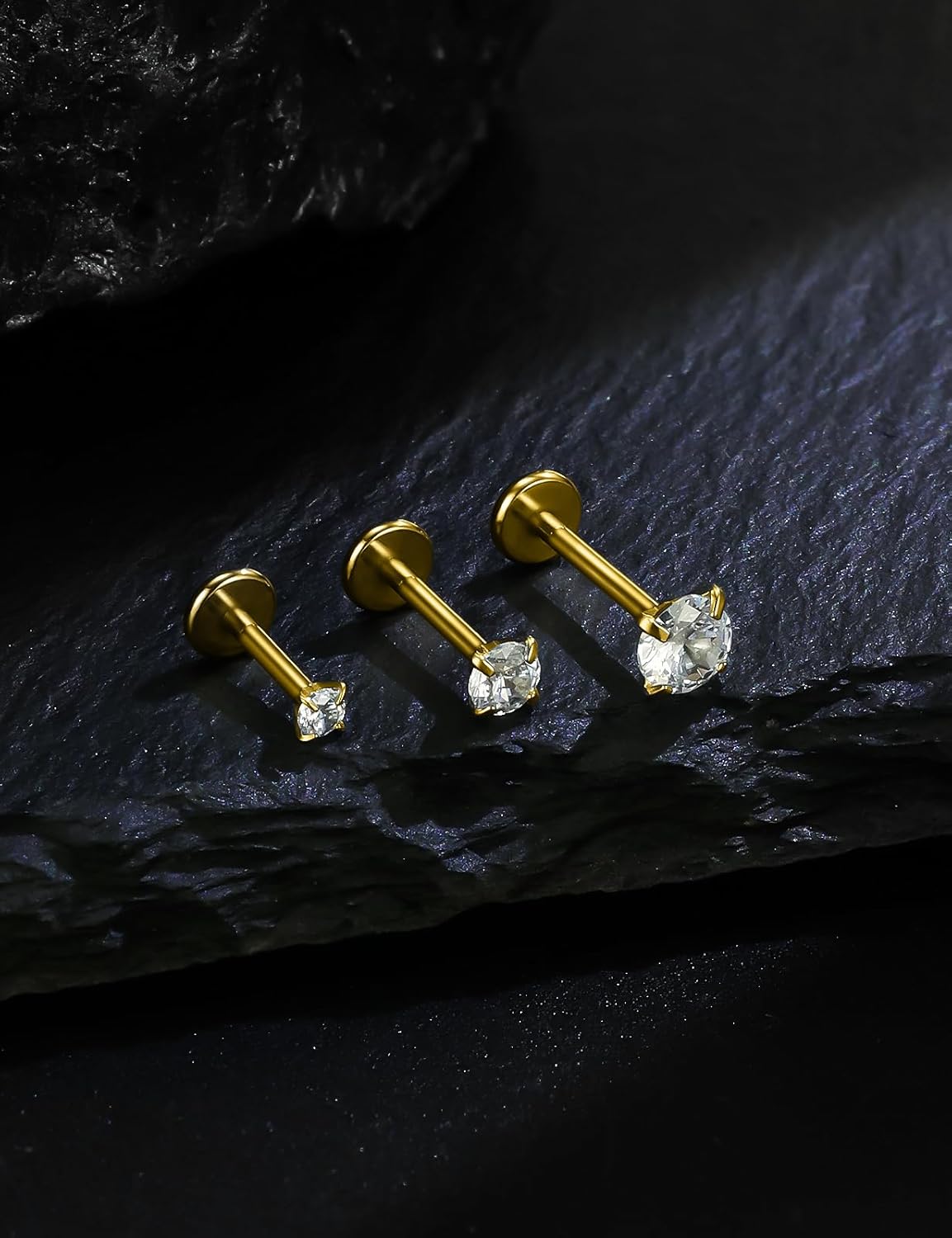 16G Internal Thread Flat Back Earrings Nose Studs 316L Surgical Steel Tragus Forward Helix Conch Cartilage Lobe Earrings Stud Medusa Labret Monroe Lip Ring Piercing Jewelry For Women Men - Image 4