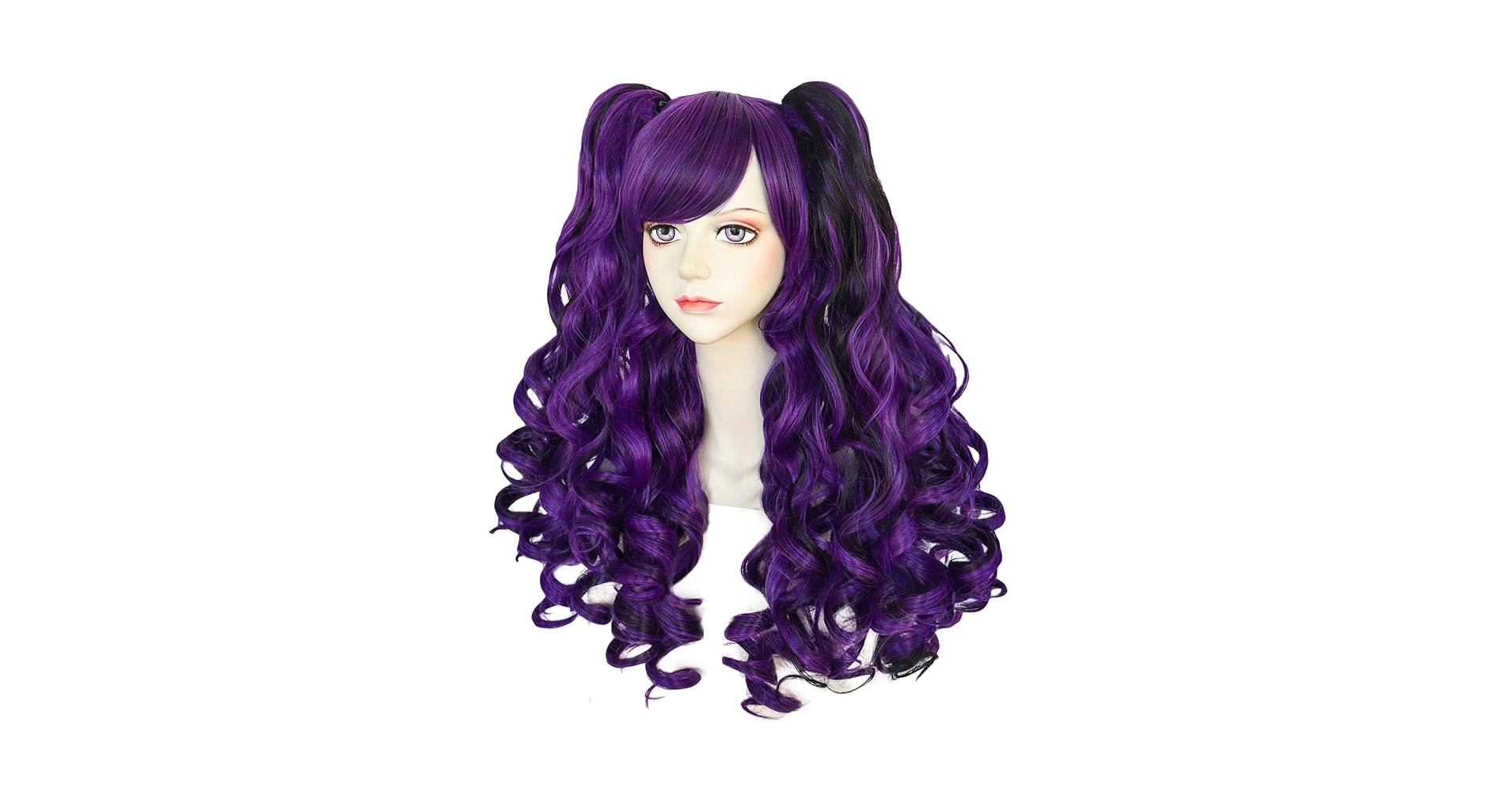 Purple Wig Mixed Blue Long Curly For Kids Girls Purple Hair Wig Funny