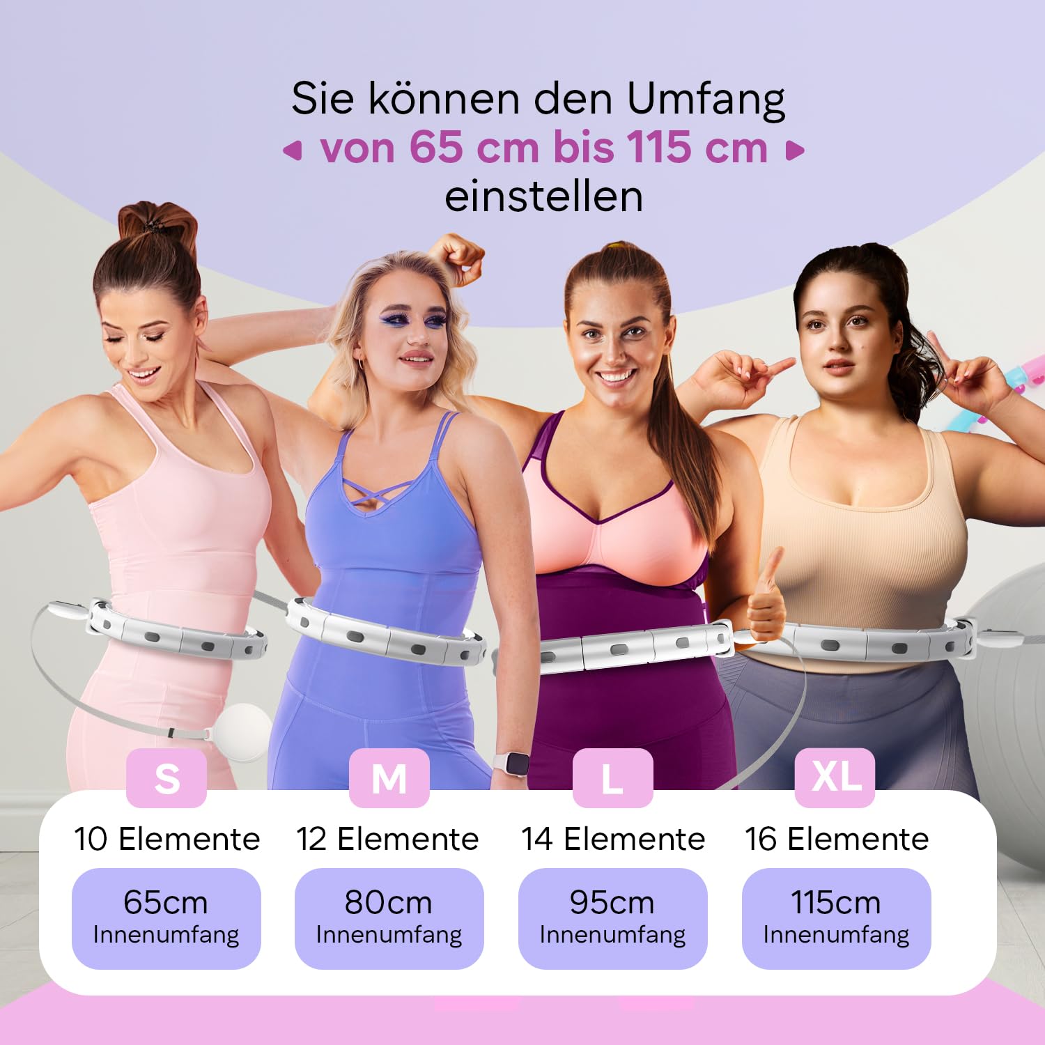 Smart hula hop cichy z licznikiem, biały do rozmiaru XL/hula hop fitness z kulką obciążeniową – inteligentna obręcz hula hop dla dorosłych