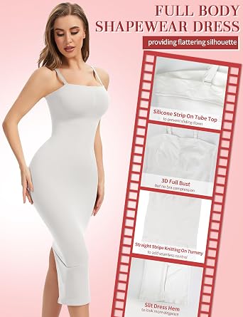 SLIMBELLE Strapless Shapewear for Women Under Dresses Tummy Control Slip Dress Seamless Full Body Shaper